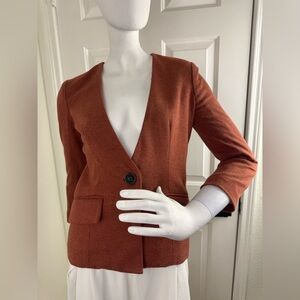 Anthropologie cartonnier burnt orange v neck blazer size XS. H36